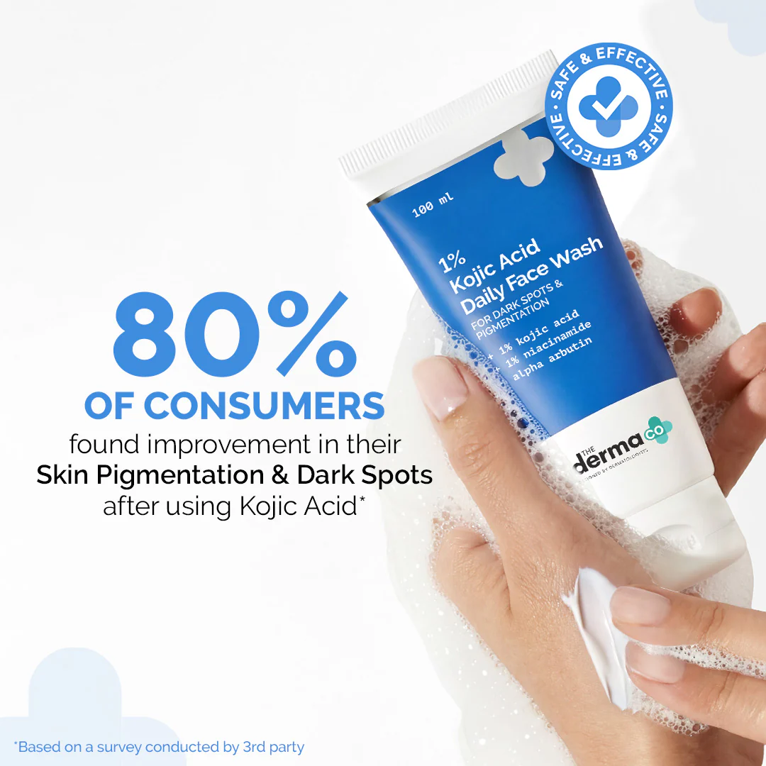 1% Kojic Acid Face Wash with Niacinamide & Alpha Arbutin For Dark Spots & Pigmentation - 100ml (Pack of 3) - Image 3
