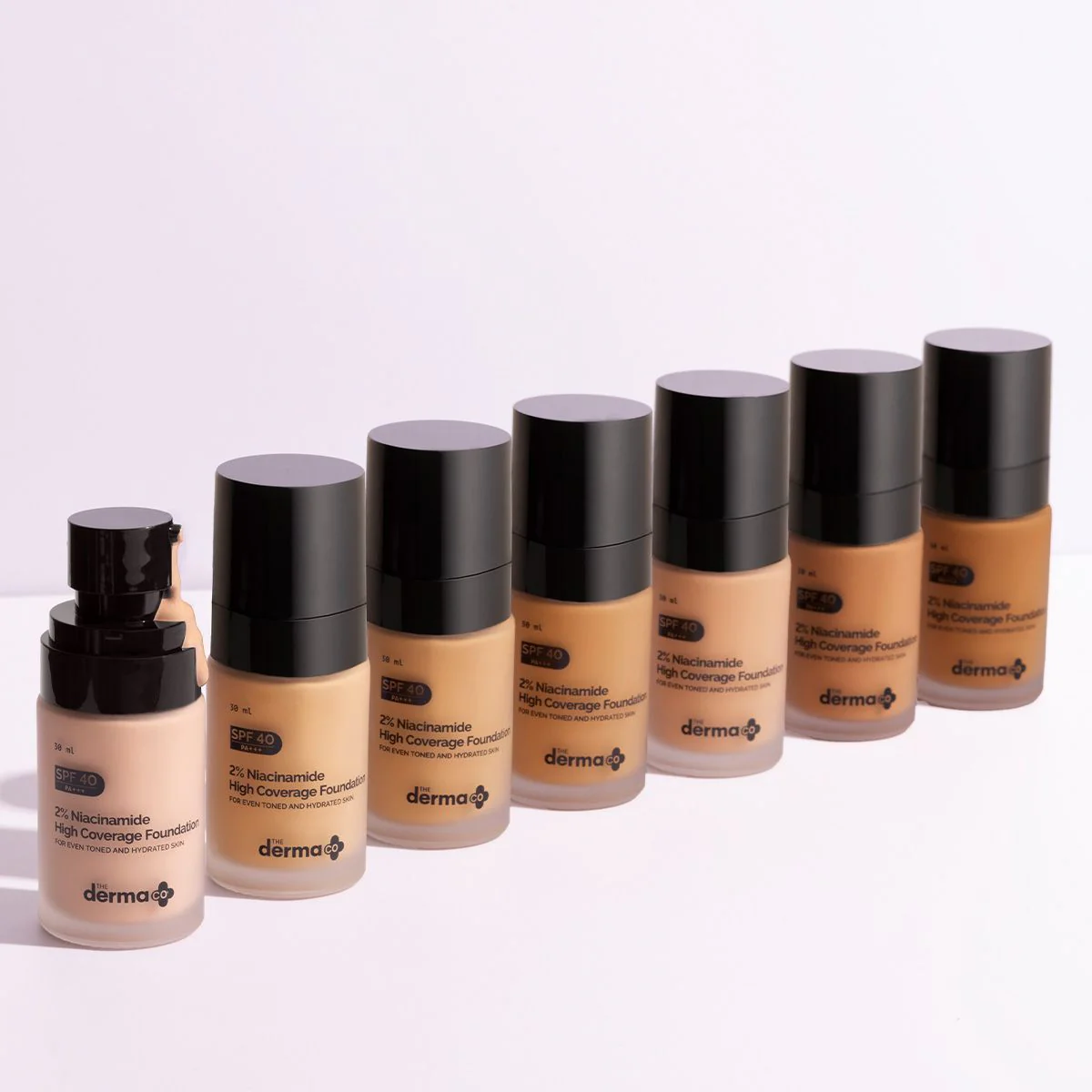 2% Niacinamide High Coverage Foundation With 1% Hyaluronic Acid Complex & SPF 40 PA+++ for 12 Hour Long Stay & 12 Hour Oil Control | 04 Caramel - Image 2