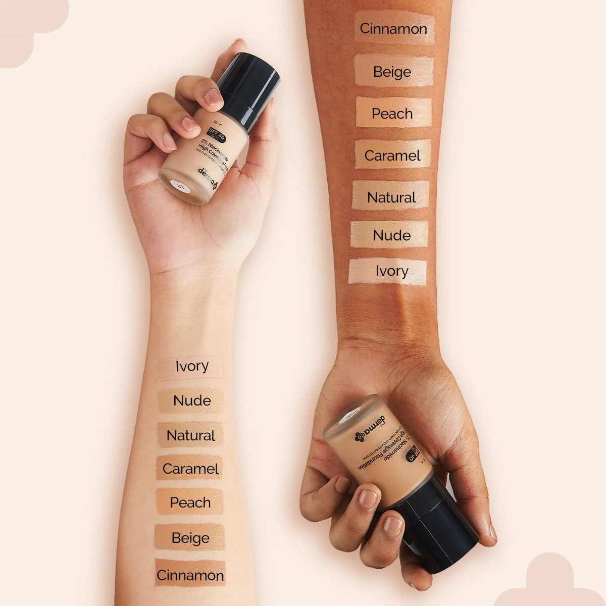 2% Niacinamide High Coverage Foundation With 1% Hyaluronic Acid Complex & SPF 40 PA+++ for 12 Hour Long Stay & 12 Hour Oil Control | 02 Nude - Image 7