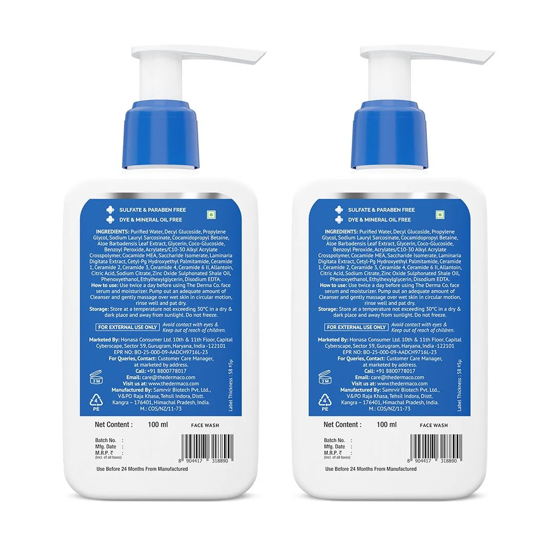 2.5% Benzoyl Peroxide Gel Face Wash with Glycerin & Allantoin for Active Acne - 100 ml (Pack of 2) - Image 2