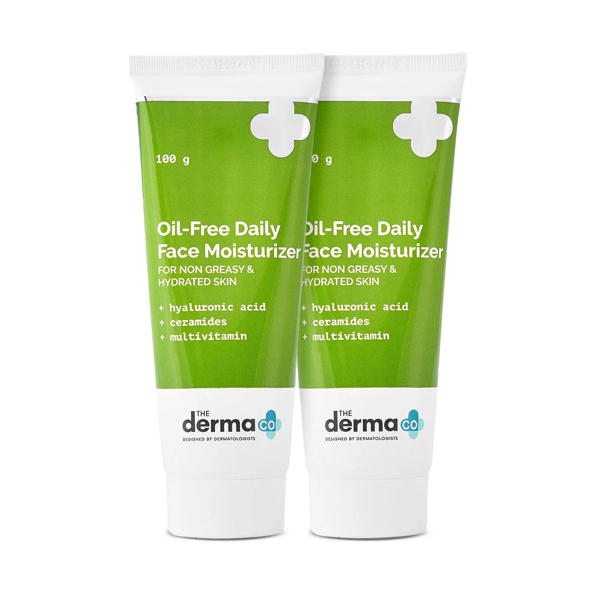 Oil-Free Daily Face Moisturizer With Hyaluronic Acid, Ceramides & Multivitamins for Non-Greasy & Hydrated Skin - 100g (Pack of 2)