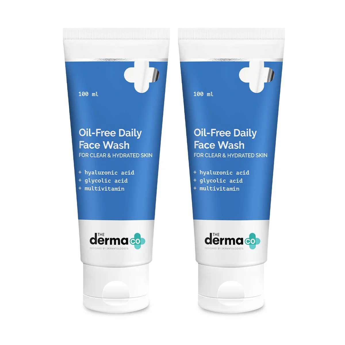 Oil-Free Daily Face Wash With Hyaluronic Acid, Glycolic Acid & Multivitamins for Clear & Hydrated Skin - 100ml (Pack of 2)