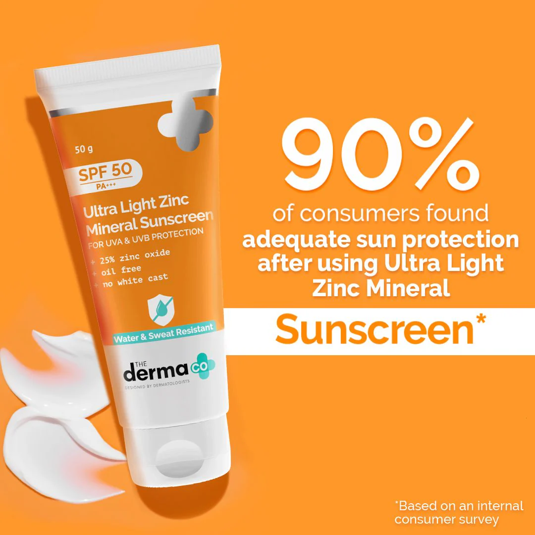 Ultra Light Zinc Mineral Sunscreen with SPF 50 For Broad Spectrum, UVA, UVB & Blue Light Protection - 50g - Image 3